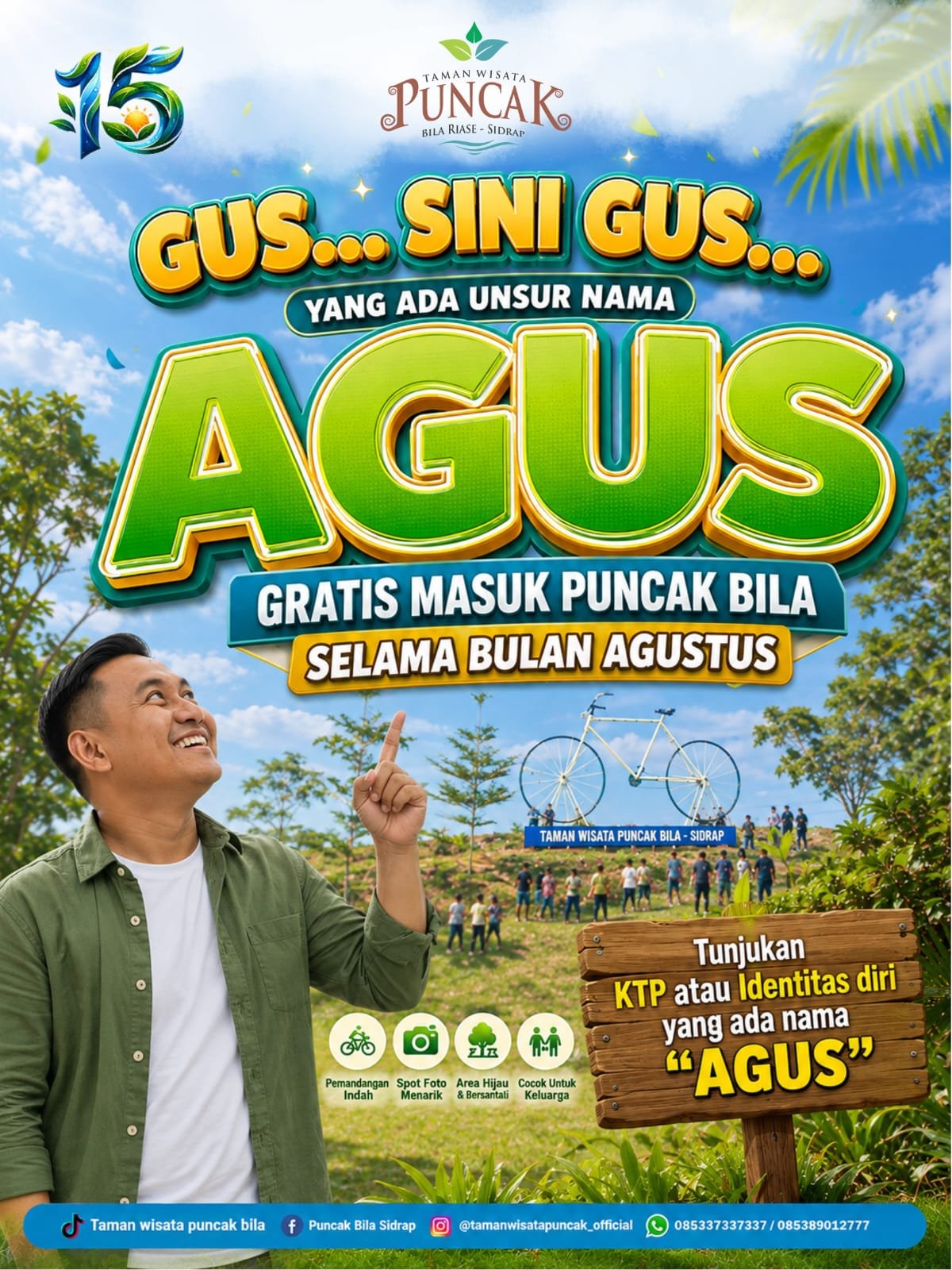 Owner Taman Wisata Puncak Bila Gratiskan Pengunjung Bernama Agus Selama Bulan Agustus Sambut HUT RI ke-81