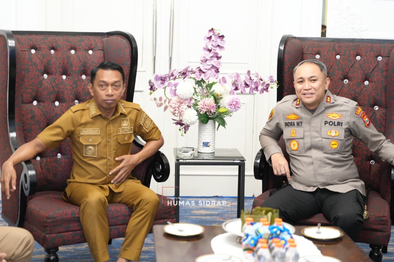 Awali Tugas di Sidrap, Kapolres Indra Waspada Yuda Temui Bupati Bahas Kamtibmas dan Program Prioritas