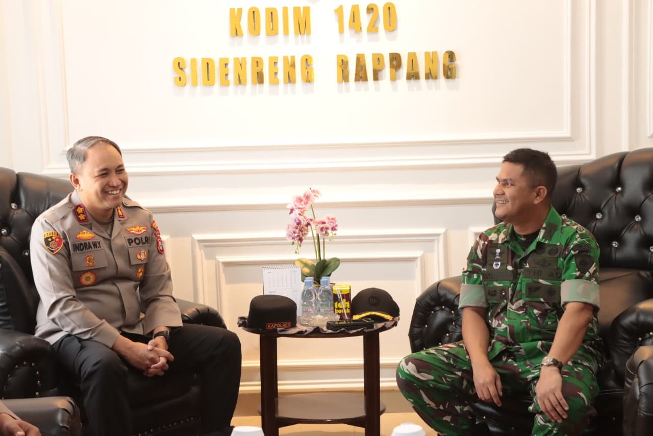 Sambangi Kodim 1420, Kapolres Sidrap Tegaskan TNI-Polri Solid