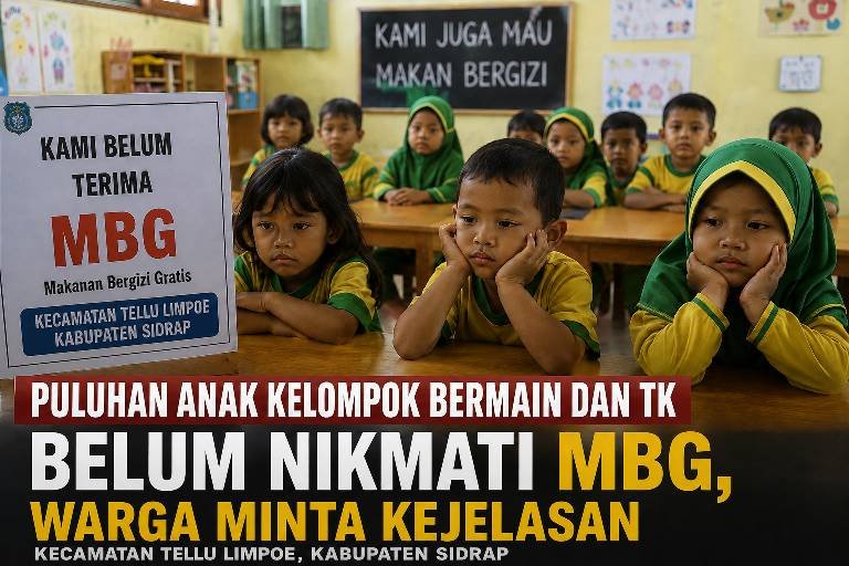 Puluhan Anak Kelompok Bermain dan TK di Tellu Limpoe Belum Terima MBG