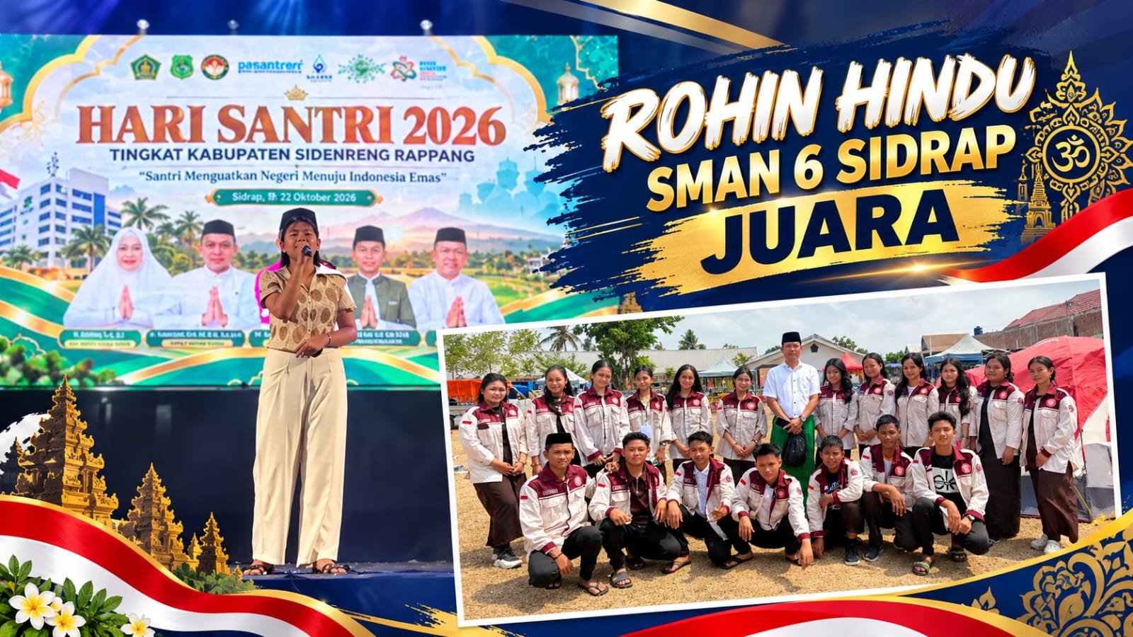 Harmoni dalam Toleransi, Esha Pratiwi Siswi Rohin SMAN 6 Sidrap Raih Juara I Nyanyi Solo di Hari Santri